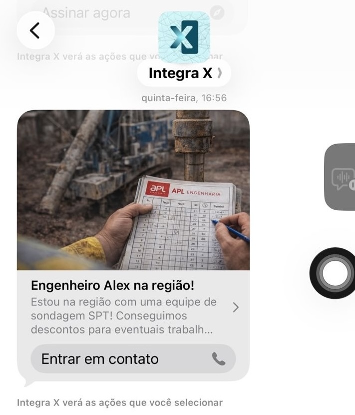 RCS Business Message real enviado pela Integrax